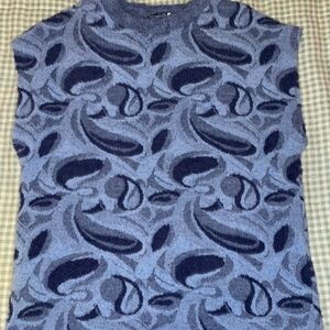 Zara Women's Blue Patterned Sleeveless Sweater